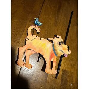 Vtg Bella Casa J Sumner Ganz Metal Garden Sign Sculpture Dog Bird Maggie New 7”